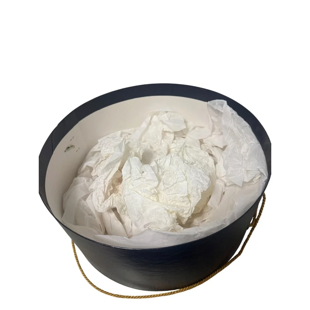 Suzanne Couture Millinery NYC VTG Cream Straw Boater Hat Wide Brim original box
